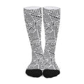 Grey And White Aztec Pattern Print Long Socks