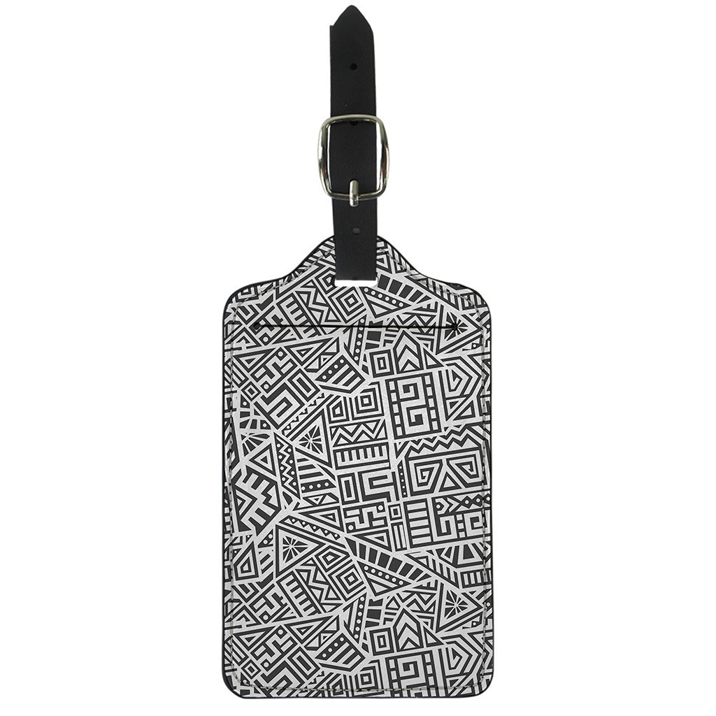 Grey And White Aztec Pattern Print Luggage Tag