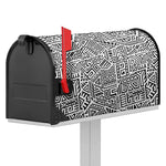 Grey And White Aztec Pattern Print Mailbox Cover