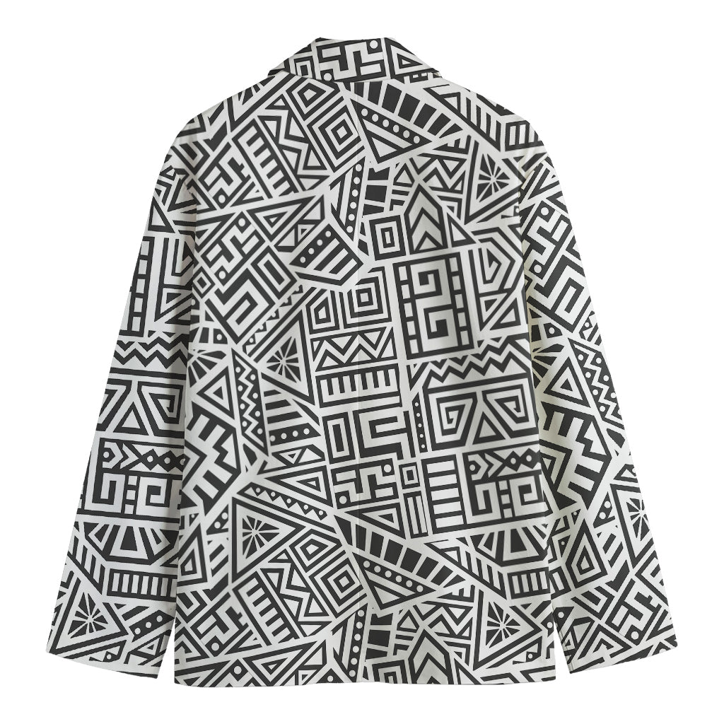 Grey And White Aztec Pattern Print Men's Blazer