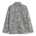 Grey And White Aztec Pattern Print Men's Blazer