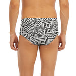Grey And White Aztec Pattern Print Men's Briefs