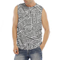 Grey And White Aztec Pattern Print Men's Fitness Tank Top