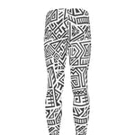 Grey And White Aztec Pattern Print Men's leggings