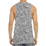 Grey And White Aztec Pattern Print Men's Muscle Tank Top