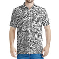 Grey And White Aztec Pattern Print Men's Polo Shirt