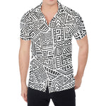 Grey And White Aztec Pattern Print Men's Shirt