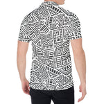 Grey And White Aztec Pattern Print Men's Shirt