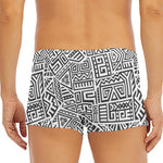 Grey And White Aztec Pattern Print Men's Short Boxer Briefs