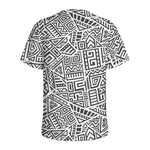 Grey And White Aztec Pattern Print Men's Sports T-Shirt