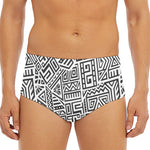 Grey And White Aztec Pattern Print Men's Triangle Swim Briefs