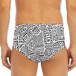 Grey And White Aztec Pattern Print Men's Triangle Swim Briefs
