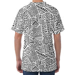 Grey And White Aztec Pattern Print Men's Velvet T-Shirt