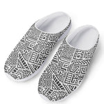 Grey And White Aztec Pattern Print Mesh Casual Shoes