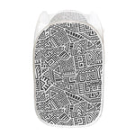 Grey And White Aztec Pattern Print Mesh Laundry Hamper