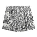 Grey And White Aztec Pattern Print Mesh Shorts