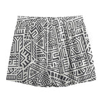 Grey And White Aztec Pattern Print Mesh Shorts