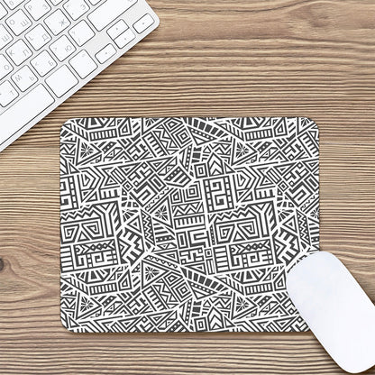 Grey And White Aztec Pattern Print Mouse Pad