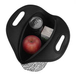 Grey And White Aztec Pattern Print Neoprene Lunch Bag