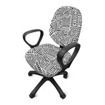Grey And White Aztec Pattern Print Office Chair Cover