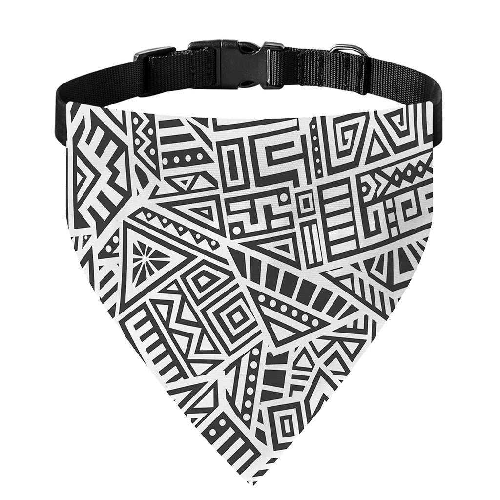 Grey And White Aztec Pattern Print Over The Collar Dog Bandana