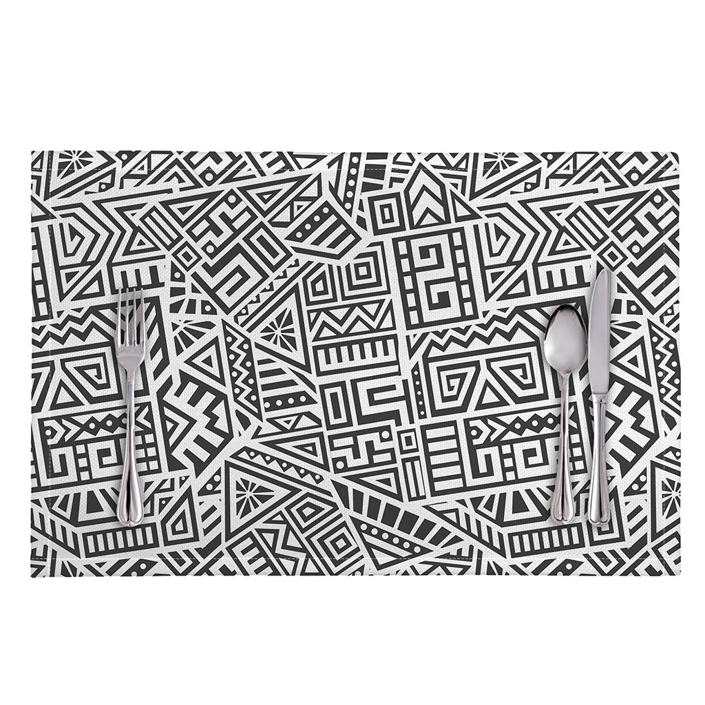 Grey And White Aztec Pattern Print Placemat