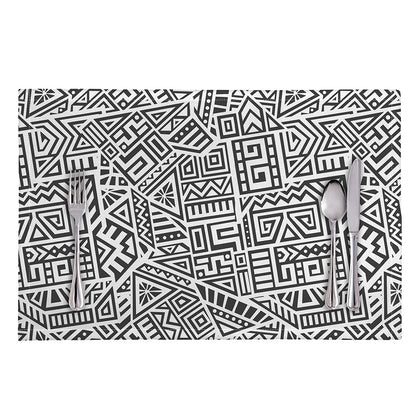 Grey And White Aztec Pattern Print Placemat