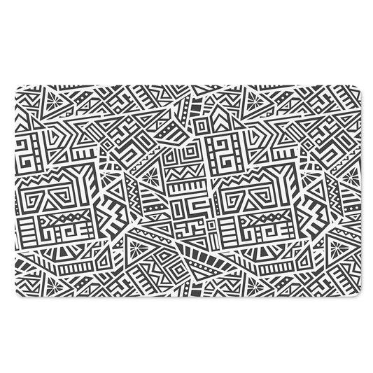 Grey And White Aztec Pattern Print Polyester Doormat