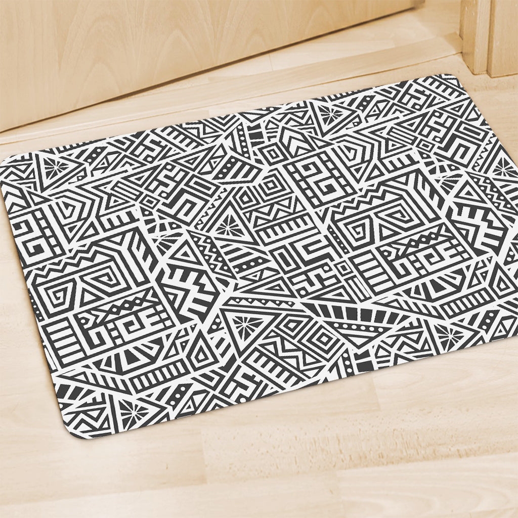 Grey And White Aztec Pattern Print Polyester Doormat