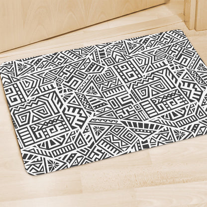 Grey And White Aztec Pattern Print Polyester Doormat