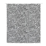 Grey And White Aztec Pattern Print Polyester Shower Curtain