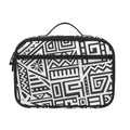 Grey And White Aztec Pattern Print Portable Lunch Bag