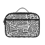 Grey And White Aztec Pattern Print Portable Lunch Bag