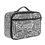 Grey And White Aztec Pattern Print Portable Lunch Bag