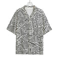 Grey And White Aztec Pattern Print Rayon Hawaiian Shirt