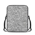 Grey And White Aztec Pattern Print Rectangular Crossbody Bag