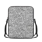 Grey And White Aztec Pattern Print Rectangular Crossbody Bag