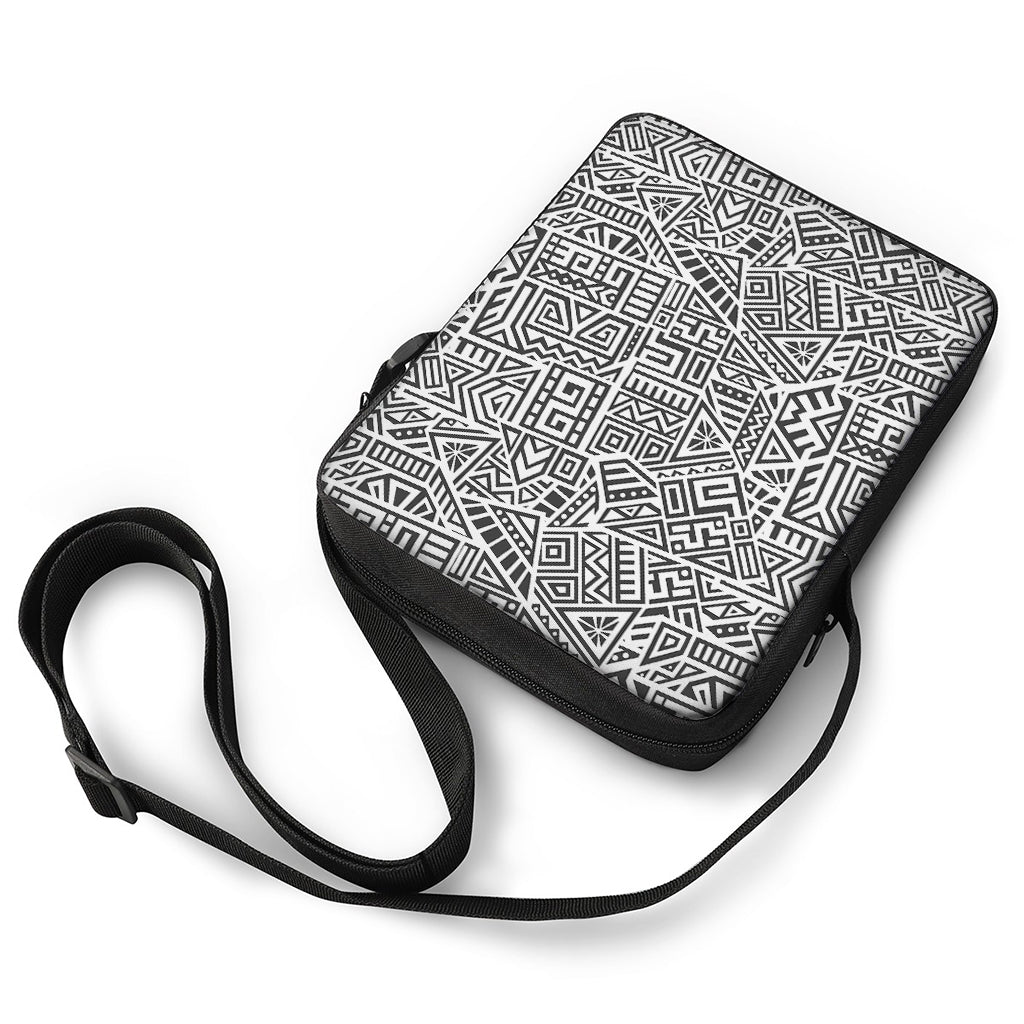 Grey And White Aztec Pattern Print Rectangular Crossbody Bag