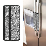 Grey And White Aztec Pattern Print Refrigerator Handle Covers