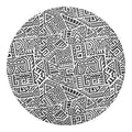 Grey And White Aztec Pattern Print Round Blanket
