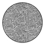Grey And White Aztec Pattern Print Round Floor Mat