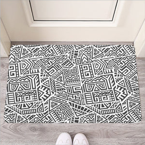 Grey And White Aztec Pattern Print Rubber Doormat