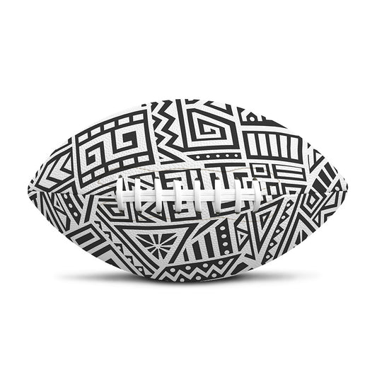 Grey And White Aztec Pattern Print Rugby Ball