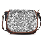 Grey And White Aztec Pattern Print Saddle Bag