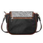 Grey And White Aztec Pattern Print Saddle Bag