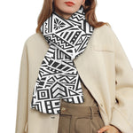 Grey And White Aztec Pattern Print Scarf