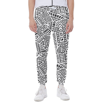 Grey And White Aztec Pattern Print Scuba Joggers