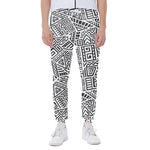 Grey And White Aztec Pattern Print Scuba Joggers