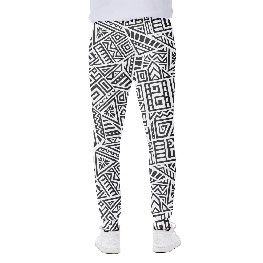Grey And White Aztec Pattern Print Scuba Joggers