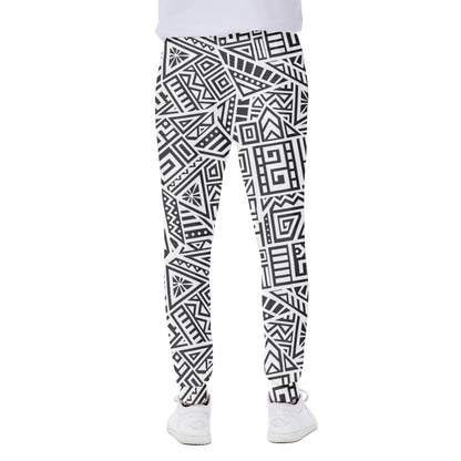 Grey And White Aztec Pattern Print Scuba Joggers